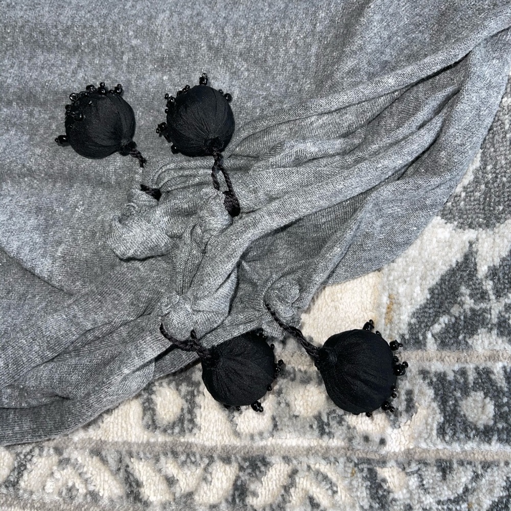 Azeeza Embellished Scarf in Grey/Black